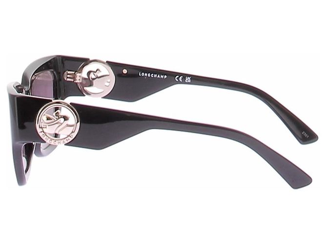 Longchamp Schwarze Sonnenbrille mit silbernem Logo - Ansicht 5