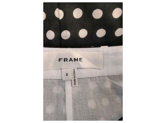 Autre Marque FRAME Langer schwarzer Baumwollrock mit weißen Polka Dots - Ansicht 5