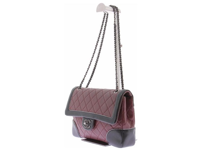 Chanel Borsa "Paris Salzburg" in pelle matelassé bordeaux e nero Bordò - vista 2
