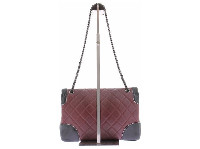 Chanel Borsa "Paris Salzburg" in pelle matelassé bordeaux e nero Bordò - vista 3