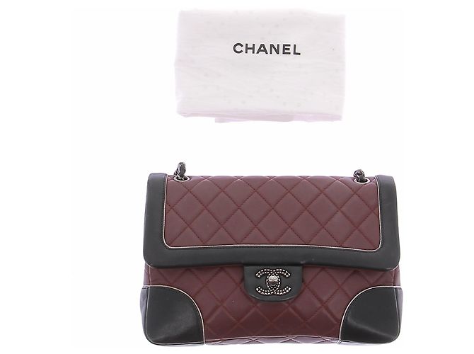Chanel Borsa "Paris Salzburg" in pelle matelassé bordeaux e nero Bordò - vista 8