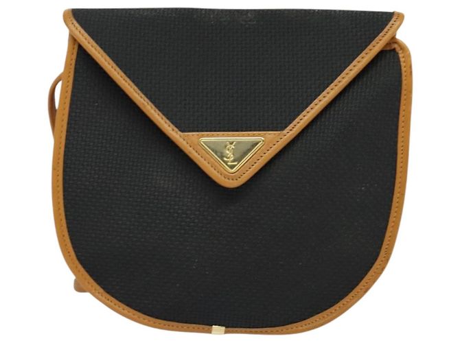 Autre Marque SAINT LAURENT Bolsa de ombro em couro preto e dourado - vista 13