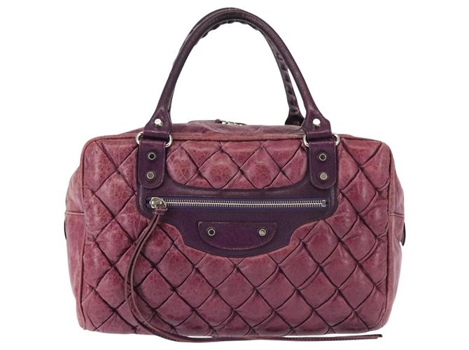 BALENCIAGA The Matelasse Hand Bag Leather Purple Silver 168031 - vista 13