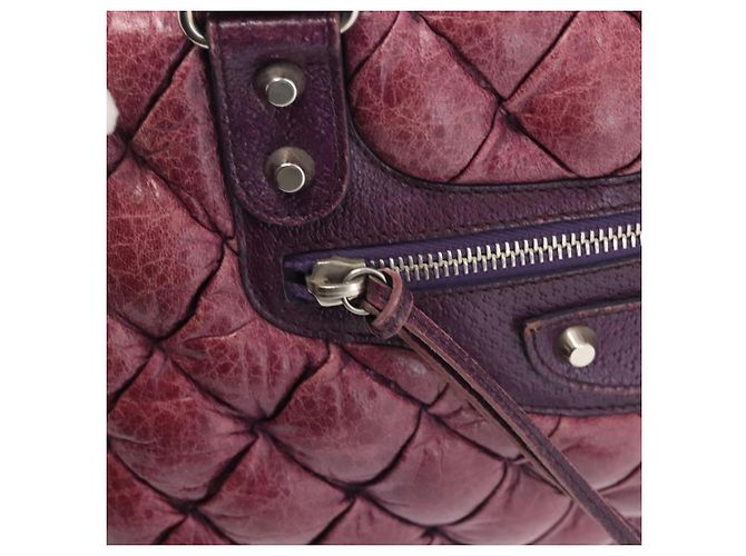 BALENCIAGA The Matelasse Hand Bag Leather Purple Silver 168031 - vista 18