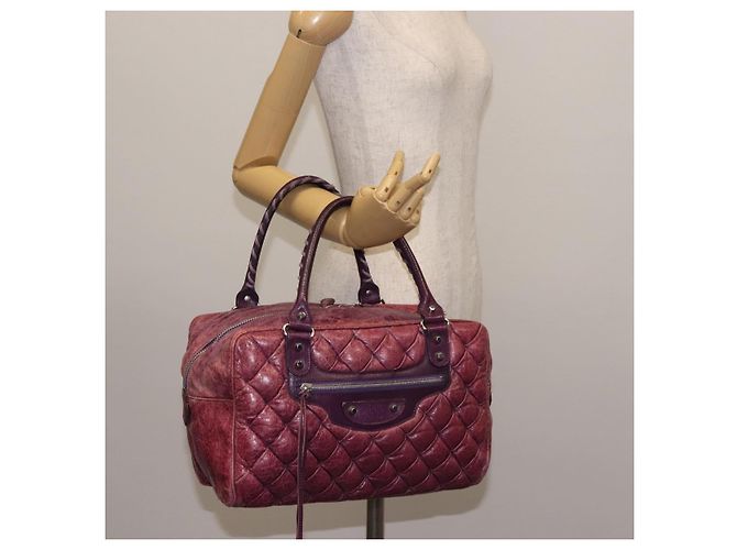 BALENCIAGA The Matelasse Hand Bag Leather Purple Silver 168031 - vista 27