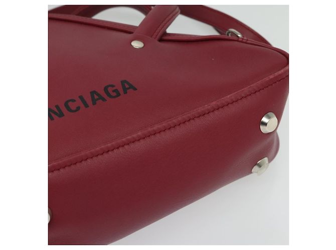 BALENCIAGA Triangle Duffel Hand Bag Leather 2way Red 476975 - vista 16