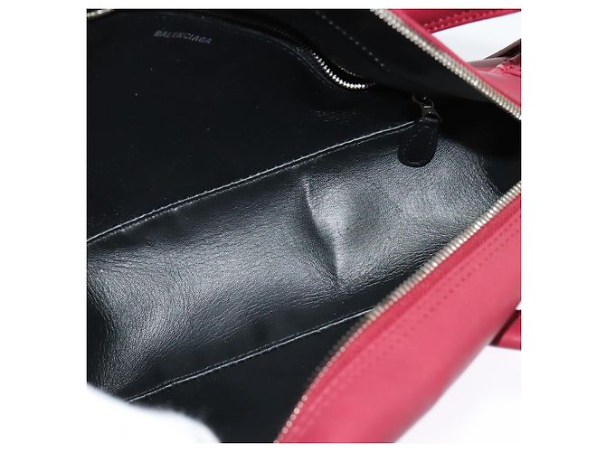 BALENCIAGA Triangle Duffel Hand Bag Leather 2way Red 476975 - vista 21