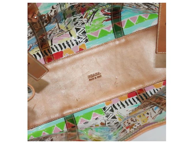 PRADA Tote Bag Vinyl Leather Clear Multicolor Silver BR2515 - vista 10