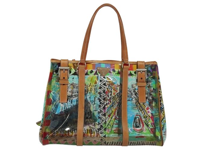 PRADA Tote Bag Vinyl Leather Clear Multicolor Silver BR2515 - vista 13