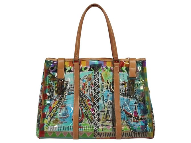 PRADA Tote Bag Vinyl Leather Clear Multicolor Silver BR2515 - vista 2