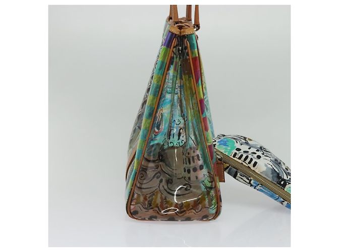 PRADA Tote Bag Vinyl Leather Clear Multicolor Silver BR2515 - vista 3