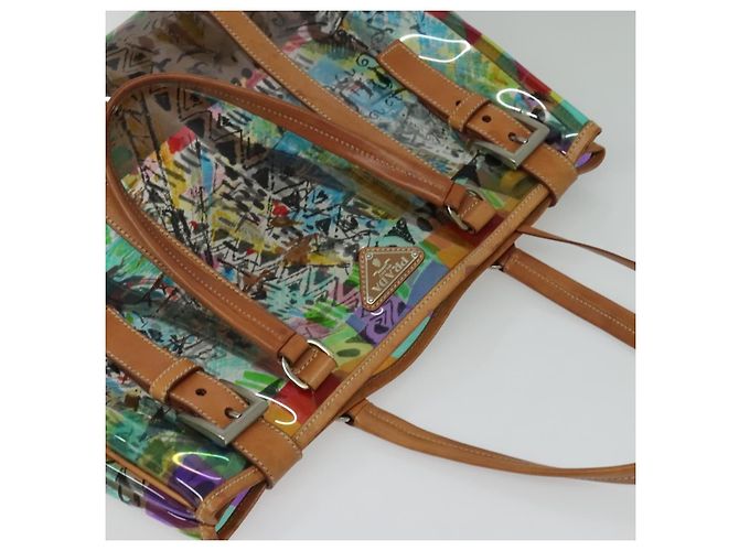 PRADA Tote Bag Vinyl Leather Clear Multicolor Silver BR2515 - vista 6