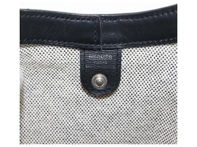 Hermès HERMES Sac Luco MM Shoulder Bag Canvas Leather Gray Black Silver - vista 12
