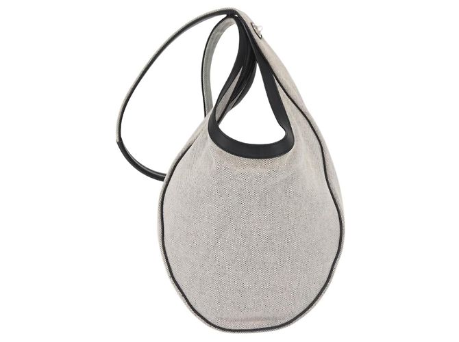 Hermès HERMES Sac Luco MM Shoulder Bag Canvas Leather Gray Black Silver - vista 13