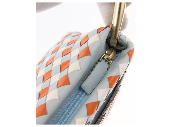 BOTTEGA VENETA INTRECCIATO Shoulder Bag Leather Light Blue Gold - vista 10