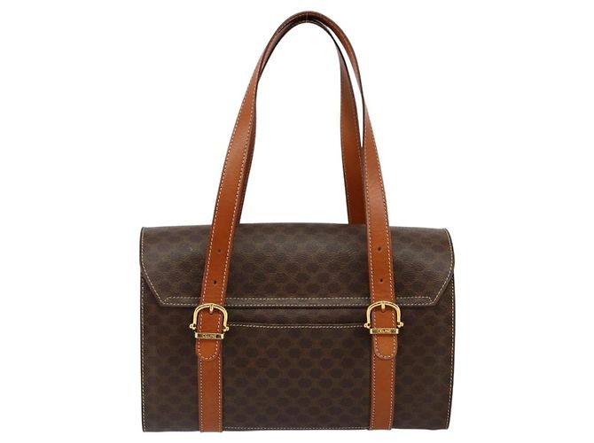 Céline CELINE Macadam Canvas Hand Bag PVC Leather Brown - vista 2