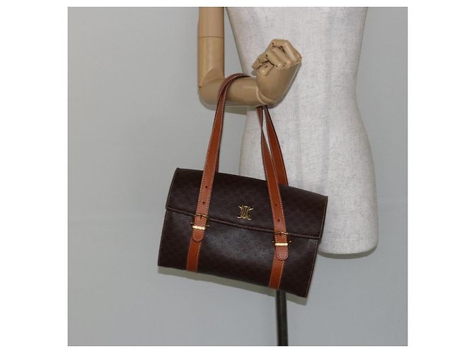 Céline CELINE Macadam Canvas Hand Bag PVC Leather Brown - vista 23