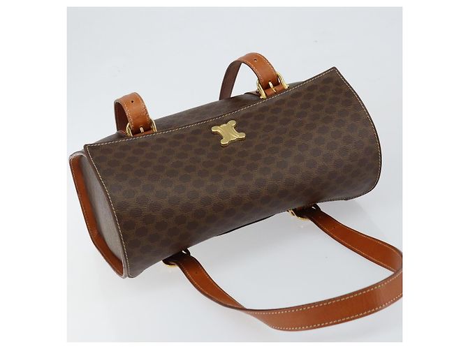 Céline CELINE Macadam Canvas Hand Bag PVC Leather Brown - vista 6