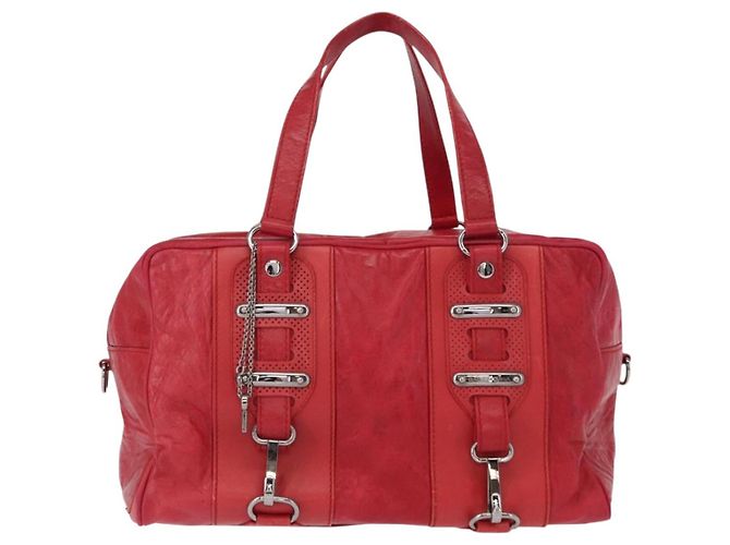 BALENCIAGA Hand Bag Leather Red Silver - vista 13