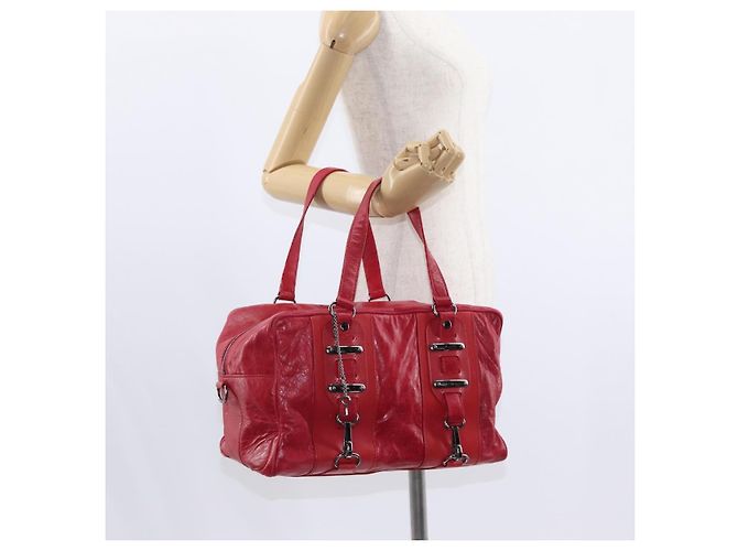 BALENCIAGA Hand Bag Leather Red Silver - vista 23