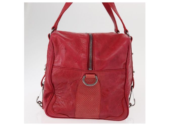 BALENCIAGA Hand Bag Leather Red Silver - vista 3