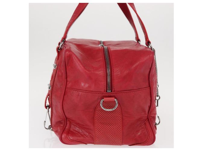 BALENCIAGA Hand Bag Leather Red Silver - vista 4