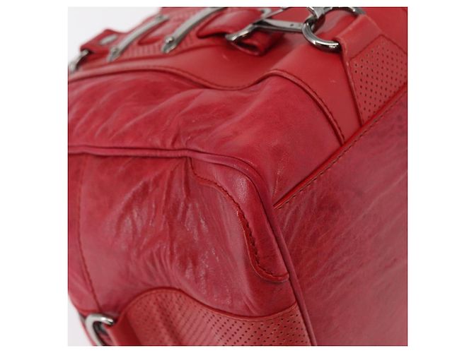 BALENCIAGA Hand Bag Leather Red Silver - vista 9
