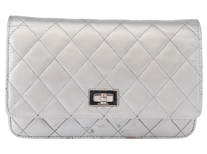 CHANEL Matelasse Chain Wallet Cuir Silver CC - vue 13