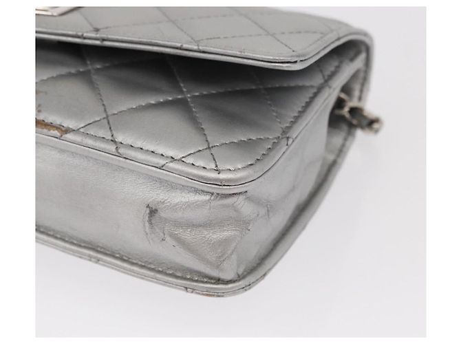 CHANEL Matelasse Chain Wallet Cuir Silver CC - vue 15