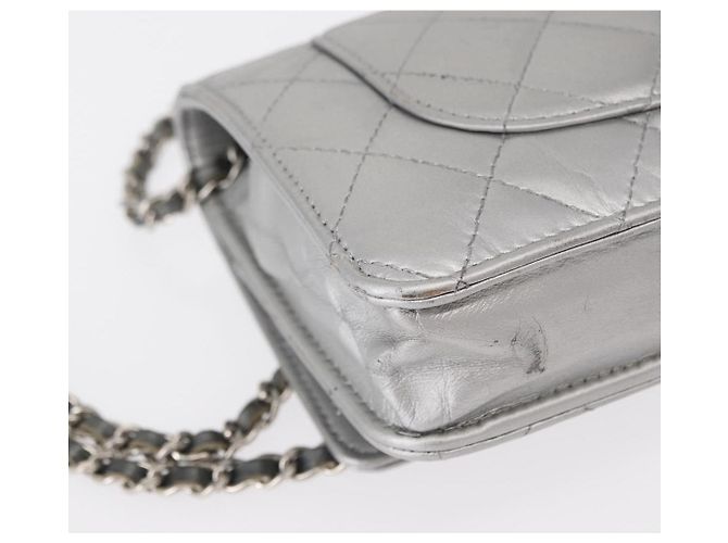 CHANEL Matelasse Chain Wallet Cuir Silver CC - vue 16