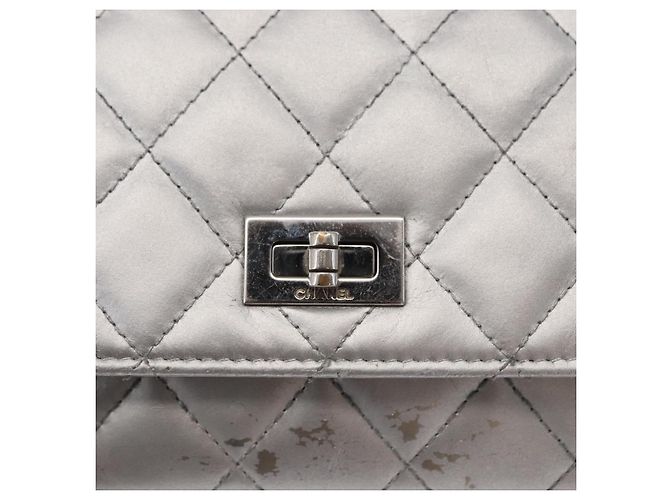 CHANEL Matelasse Chain Wallet Cuir Silver CC - vue 18