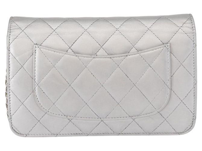CHANEL Matelasse Chain Wallet Cuir Silver CC - vue 2