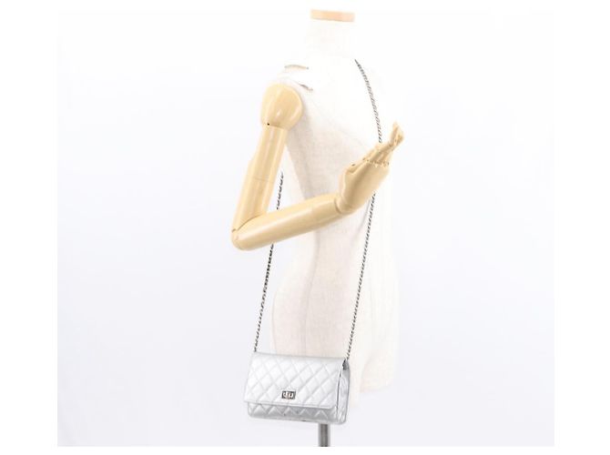 CHANEL Matelasse Chain Wallet Cuir Silver CC - vue 25