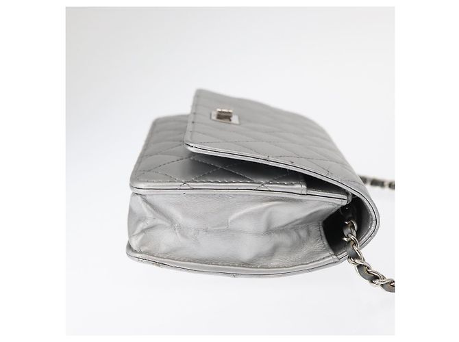 CHANEL Matelasse Chain Wallet Cuir Silver CC - vue 3