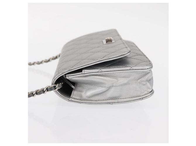 CHANEL Matelasse Chain Wallet Cuir Silver CC - vue 4