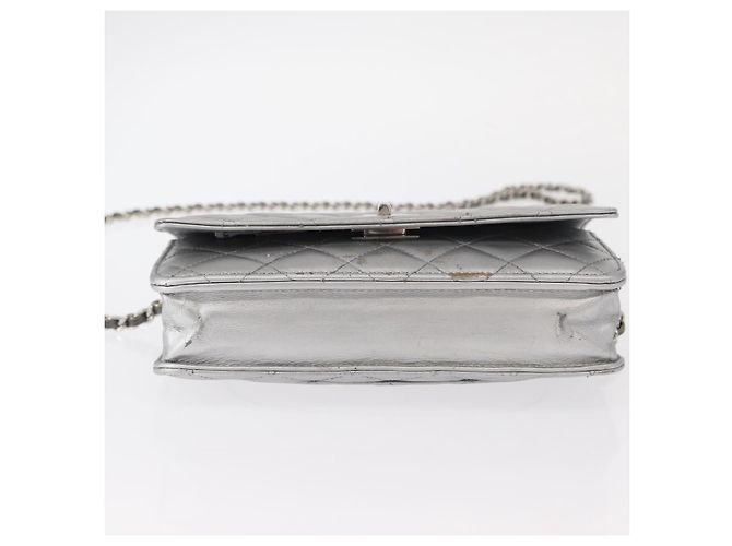 CHANEL Matelasse Chain Wallet Cuir Silver CC - vue 5