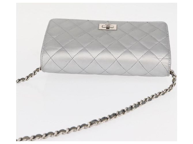 CHANEL Matelasse Chain Wallet Cuir Silver CC - vue 6