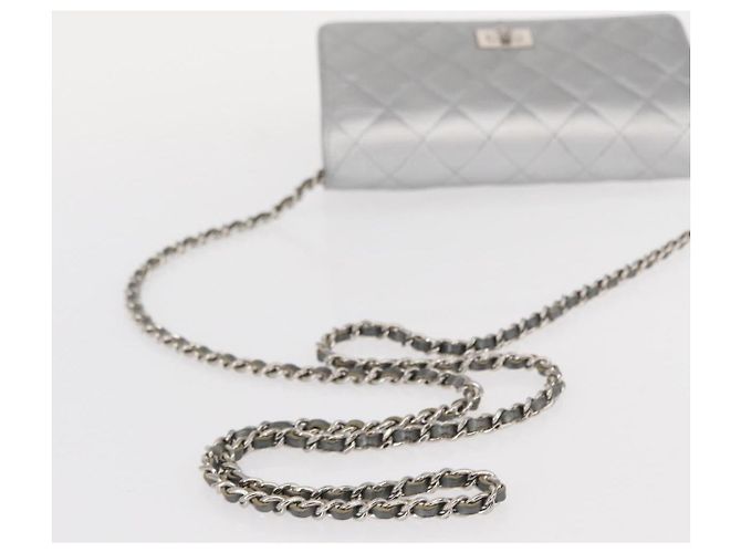 CHANEL Matelasse Chain Wallet Cuir Silver CC - vue 7