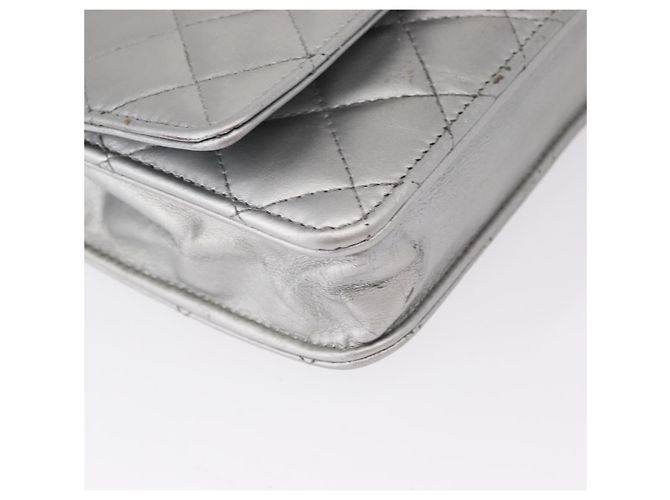 CHANEL Matelasse Chain Wallet Cuir Silver CC - vue 8