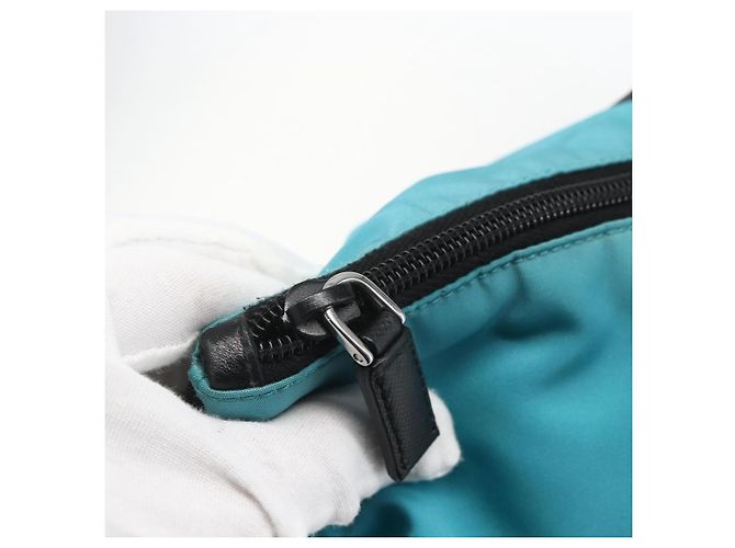 PRADA Tote Bag Nylon 2way Turquoise Blue Silver - vista 10