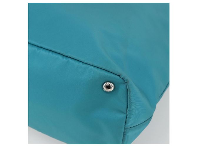 PRADA Tote Bag Nylon 2way Turquoise Blue Silver - vista 17