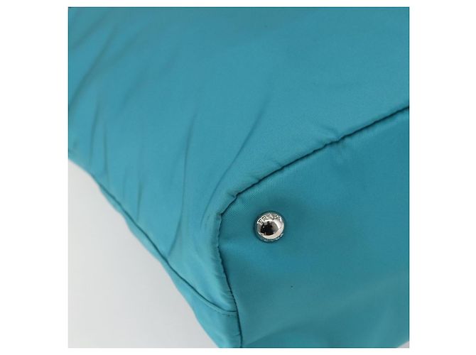 PRADA Tote Bag Nylon 2way Turquoise Blue Silver - vista 18