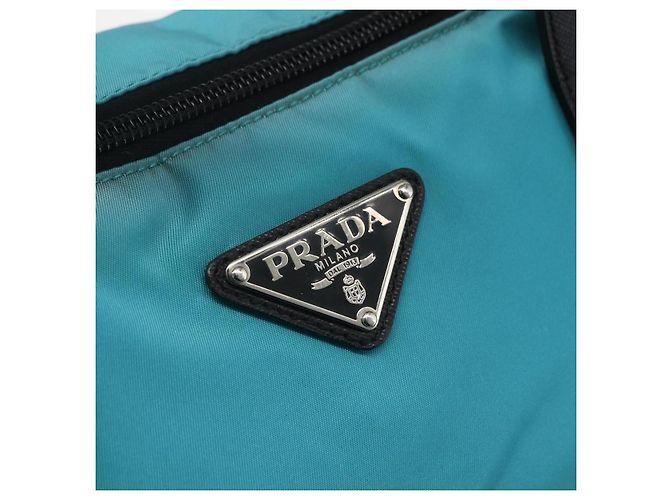 PRADA Tote Bag Nylon 2way Turquoise Blue Silver - vista 19