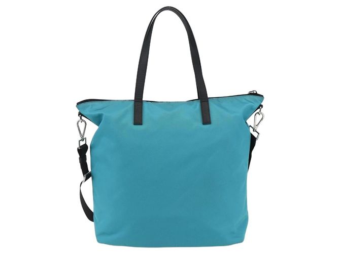PRADA Tote Bag Nylon 2way Turquoise Blue Silver - vista 2