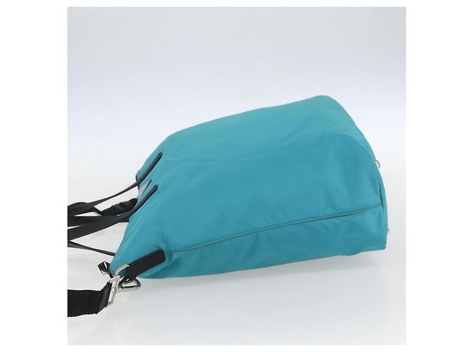 PRADA Tote Bag Nylon 2way Turquoise Blue Silver - vista 3