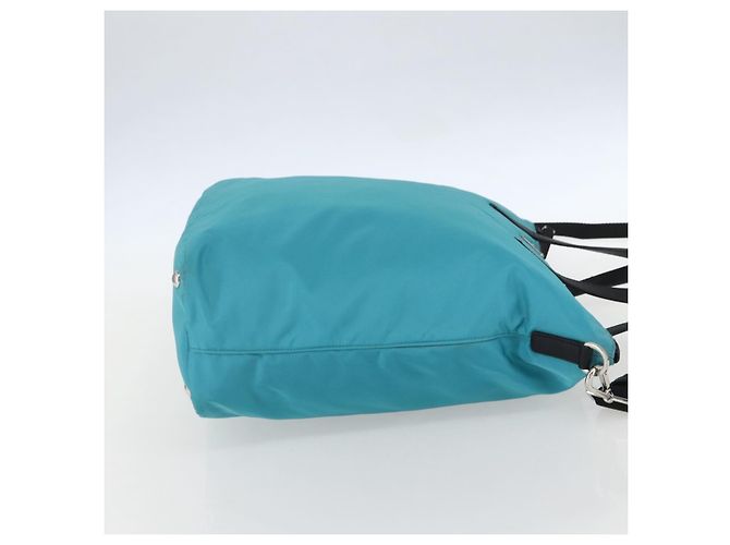 PRADA Tote Bag Nylon 2way Turquoise Blue Silver - vista 4