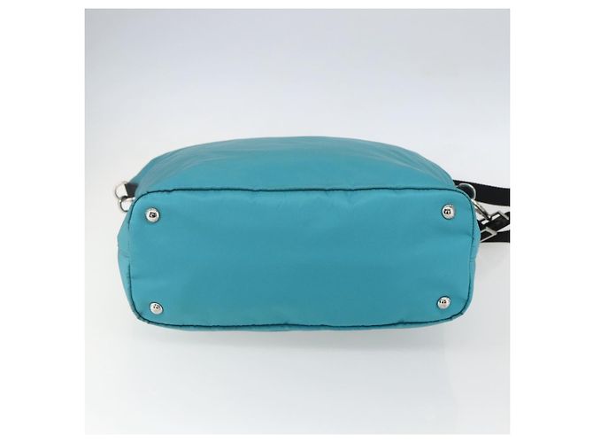 PRADA Tote Bag Nylon 2way Turquoise Blue Silver - vista 5