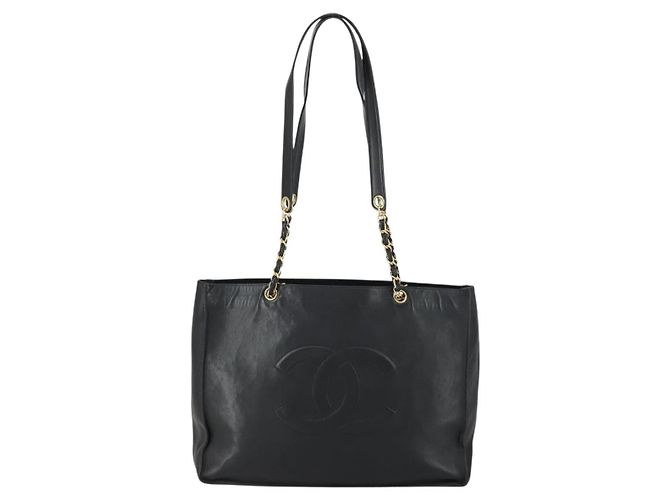 CHANEL COCO Mark Chain Shoulder Bag Lamb Skin Black Gold CC - vista 13