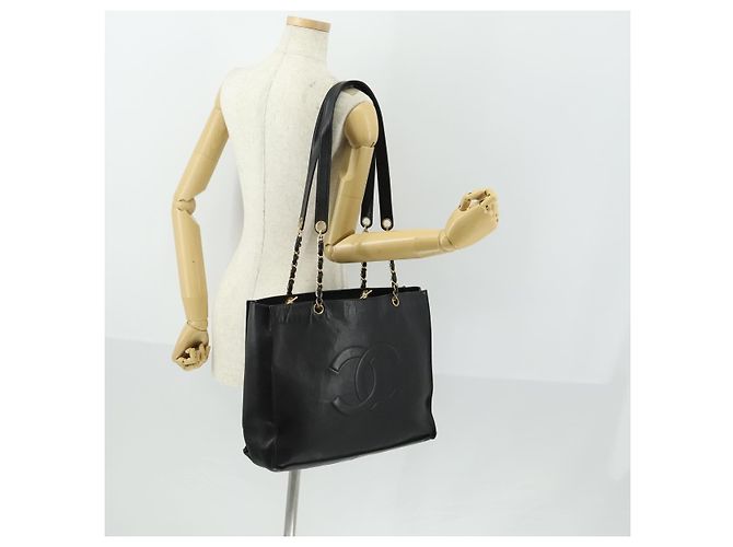 CHANEL COCO Mark Chain Shoulder Bag Lamb Skin Black Gold CC - vista 22