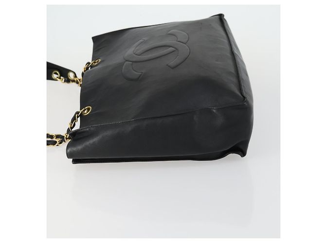 CHANEL COCO Mark Chain Shoulder Bag Lamb Skin Black Gold CC - vista 4